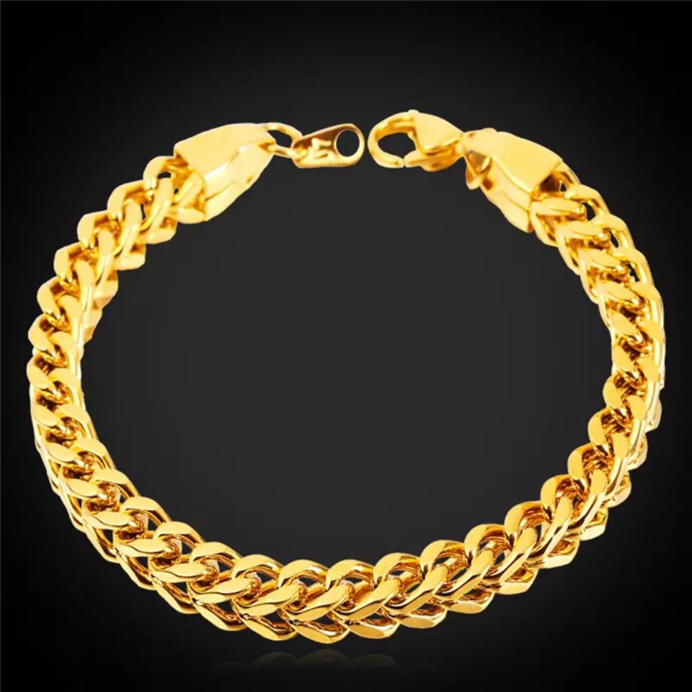 18k Gold Plated Big Chunky Chain Bracelet - Picture 5 of 8